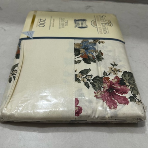 Vintage Twin Flat Sheet Cotten Blend Floral Select Edition 200 Thread Count NEW - Picture 10 of 11